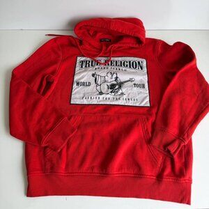 True Religion Red “Lava” Hoodie Pullover Logo Sweatshirt